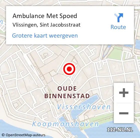 Locatie op kaart van de 112 melding: Ambulance Met Spoed Naar Vlissingen, Sint Jacobsstraat op 16 december 2017 15:41