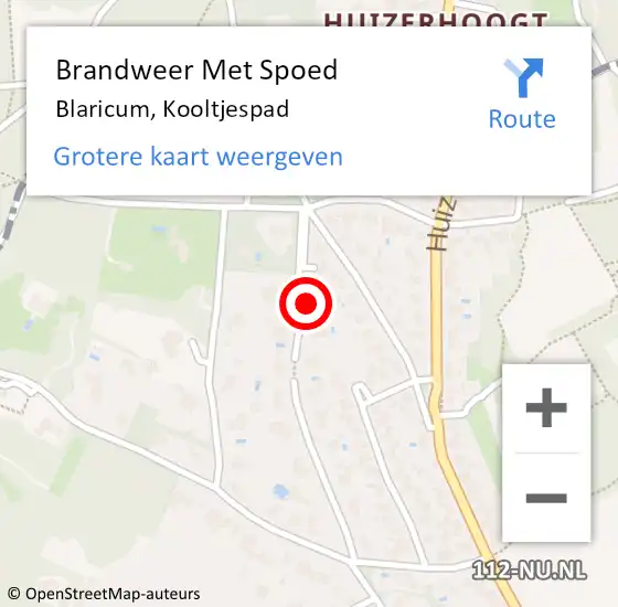 Locatie op kaart van de 112 melding: Brandweer Met Spoed Naar Blaricum, Kooltjespad op 16 december 2017 15:52