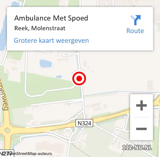 Locatie op kaart van de 112 melding: Ambulance Met Spoed Naar Reek, Molenstraat op 16 december 2017 16:20