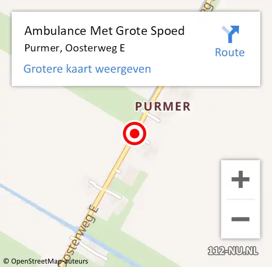 Locatie op kaart van de 112 melding: Ambulance Met Grote Spoed Naar Purmer, Oosterweg E op 16 december 2017 16:36