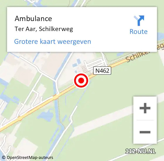 Locatie op kaart van de 112 melding: Ambulance Ter Aar, Schilkerweg op 10 februari 2014 08:52