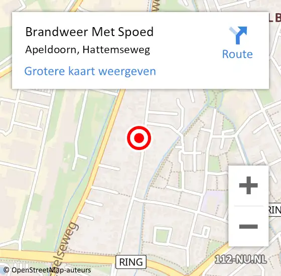 Locatie op kaart van de 112 melding: Brandweer Met Spoed Naar Apeldoorn, Hattemseweg op 16 december 2017 17:09