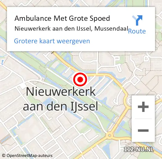 Locatie op kaart van de 112 melding: Ambulance Met Grote Spoed Naar Nieuwerkerk aan den IJssel, Mussendaal op 16 december 2017 17:38