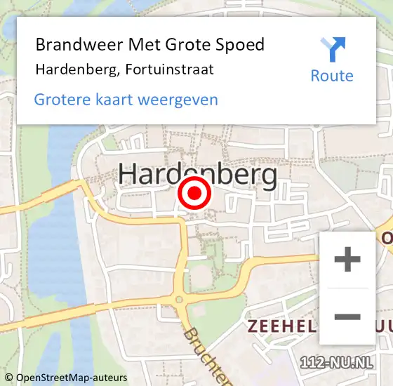 Locatie op kaart van de 112 melding: Brandweer Met Grote Spoed Naar Hardenberg, Fortuinstraat op 16 december 2017 18:28