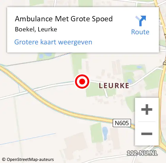 Locatie op kaart van de 112 melding: Ambulance Met Grote Spoed Naar Boekel, Leurke op 16 december 2017 18:33