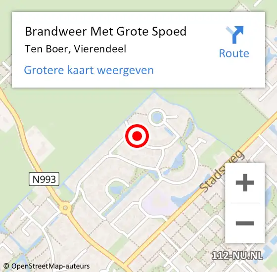 Locatie op kaart van de 112 melding: Brandweer Met Grote Spoed Naar Ten Boer, Vierendeel op 16 december 2017 18:37