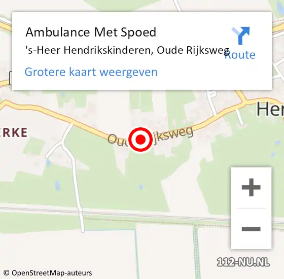 Locatie op kaart van de 112 melding: Ambulance Met Spoed Naar 's-Heer Hendrikskinderen, Oude Rijksweg op 16 december 2017 19:45