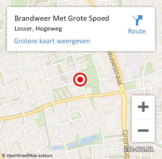 Locatie op kaart van de 112 melding: Brandweer Met Grote Spoed Naar Losser, Hogeweg op 16 december 2017 20:23