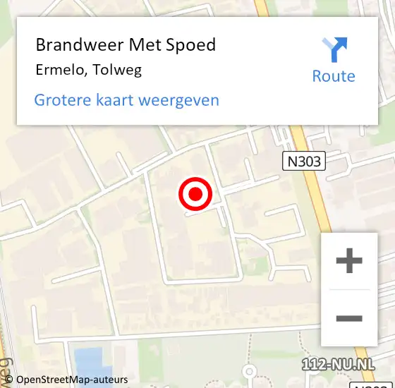 Locatie op kaart van de 112 melding: Brandweer Met Spoed Naar Ermelo, Tolweg op 16 december 2017 20:48