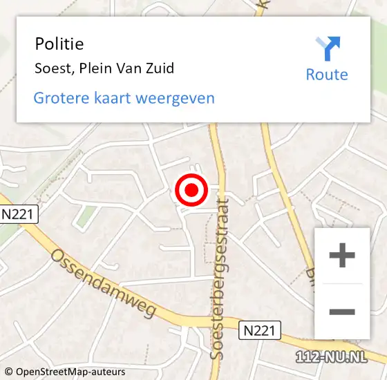 Locatie op kaart van de 112 melding: Politie Soest, Plein Van Zuid op 16 december 2017 21:35
