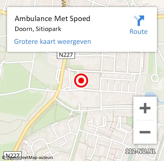 Locatie op kaart van de 112 melding: Ambulance Met Spoed Naar Doorn, Sitiopark op 16 december 2017 21:46