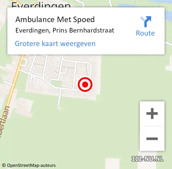 Locatie op kaart van de 112 melding: Ambulance Met Spoed Naar Everdingen, Prins Bernhardstraat op 16 december 2017 22:11