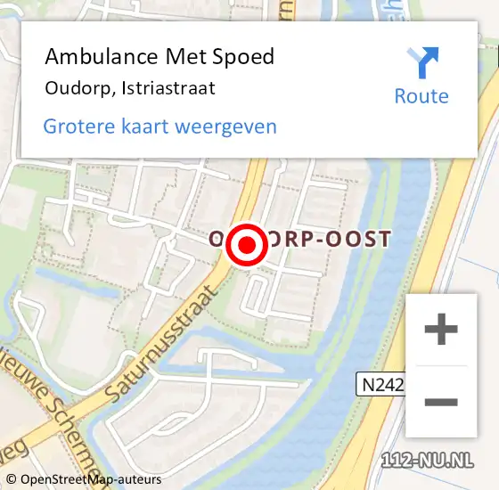 Locatie op kaart van de 112 melding: Ambulance Met Spoed Naar Oudorp, Istriastraat op 16 december 2017 22:14