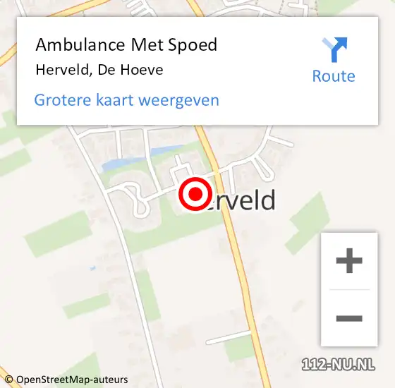 Locatie op kaart van de 112 melding: Ambulance Met Spoed Naar Herveld, De Hoeve op 16 december 2017 22:31