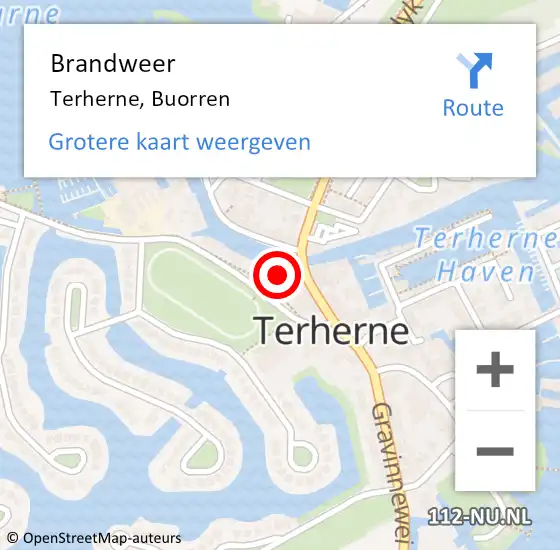 Locatie op kaart van de 112 melding: Brandweer Terherne, Buorren op 16 december 2017 22:42