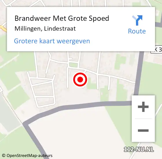Locatie op kaart van de 112 melding: Brandweer Met Grote Spoed Naar Millingen, Lindestraat op 16 december 2017 22:42
