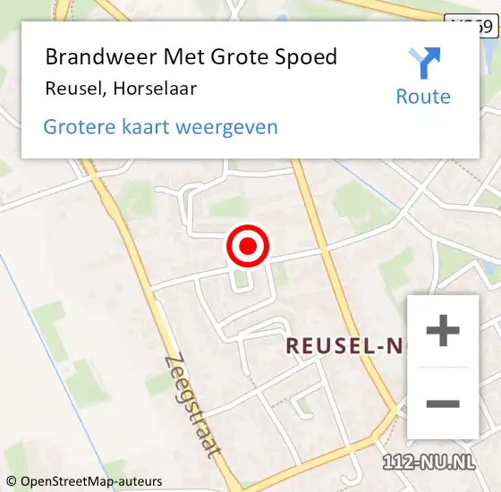 Locatie op kaart van de 112 melding: Brandweer Met Grote Spoed Naar Reusel, Horselaar op 16 december 2017 22:58