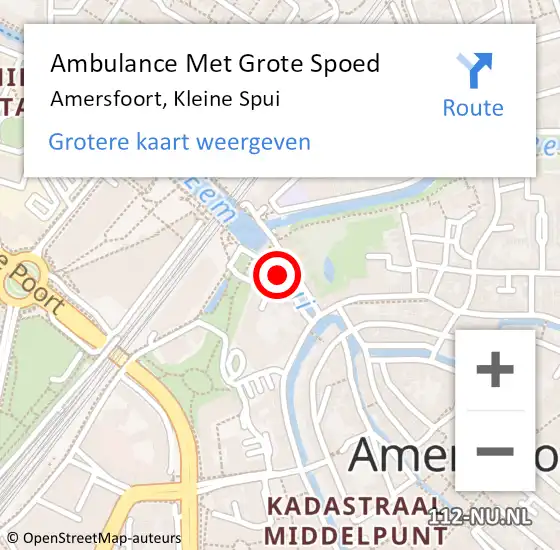 Locatie op kaart van de 112 melding: Ambulance Met Grote Spoed Naar Amersfoort, Kleine Spui op 16 december 2017 23:04