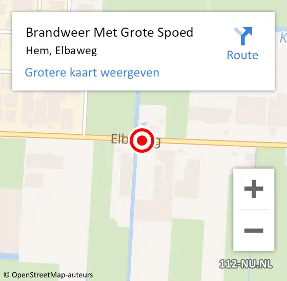 Locatie op kaart van de 112 melding: Brandweer Met Grote Spoed Naar Hem, Elbaweg op 16 december 2017 23:24