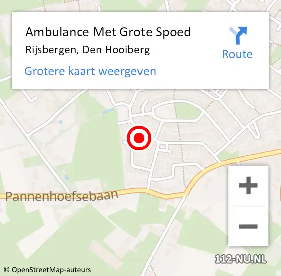 Locatie op kaart van de 112 melding: Ambulance Met Grote Spoed Naar Rijsbergen, Den Hooiberg op 17 december 2017 00:00