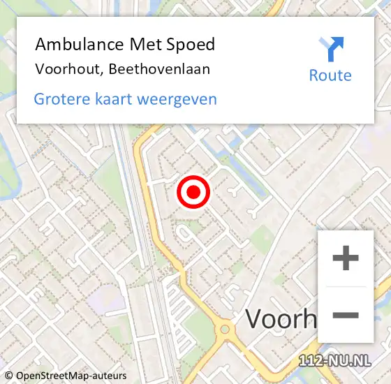 Locatie op kaart van de 112 melding: Ambulance Met Spoed Naar Voorhout, Beethovenlaan op 17 december 2017 00:07