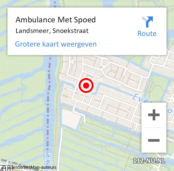 Locatie op kaart van de 112 melding: Ambulance Met Spoed Naar Landsmeer, Snoekstraat op 17 december 2017 00:44