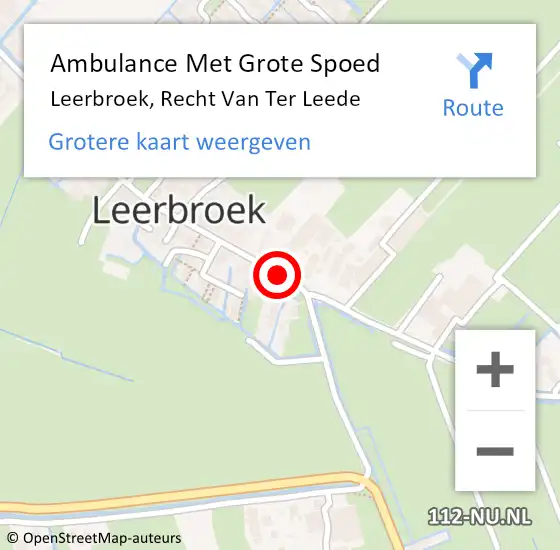 Locatie op kaart van de 112 melding: Ambulance Met Grote Spoed Naar Leerbroek, Recht Van Ter Leede op 17 december 2017 00:53