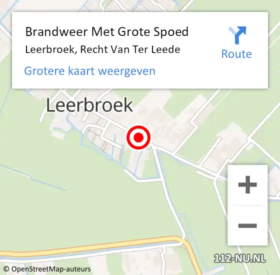 Locatie op kaart van de 112 melding: Brandweer Met Grote Spoed Naar Leerbroek, Recht Van Ter Leede op 17 december 2017 00:54