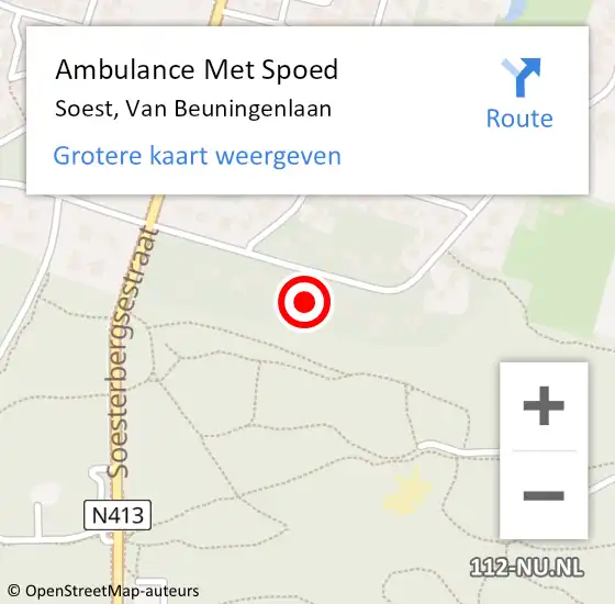 Locatie op kaart van de 112 melding: Ambulance Met Spoed Naar Soest, Van Beuningenlaan op 17 december 2017 00:59