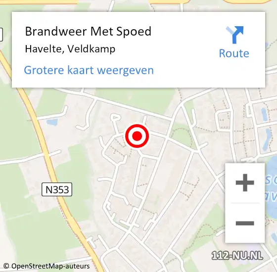 Locatie op kaart van de 112 melding: Brandweer Met Spoed Naar Havelte, Veldkamp op 17 december 2017 01:33