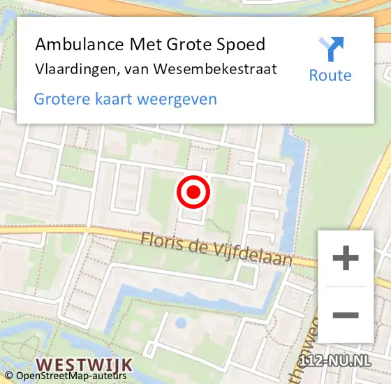 Locatie op kaart van de 112 melding: Ambulance Met Grote Spoed Naar Vlaardingen, van Wesembekestraat op 17 december 2017 01:46