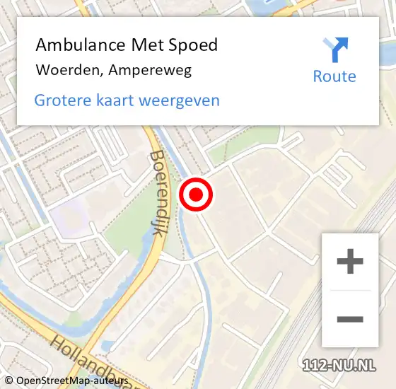 Locatie op kaart van de 112 melding: Ambulance Met Spoed Naar Woerden, Ampereweg op 17 december 2017 02:13