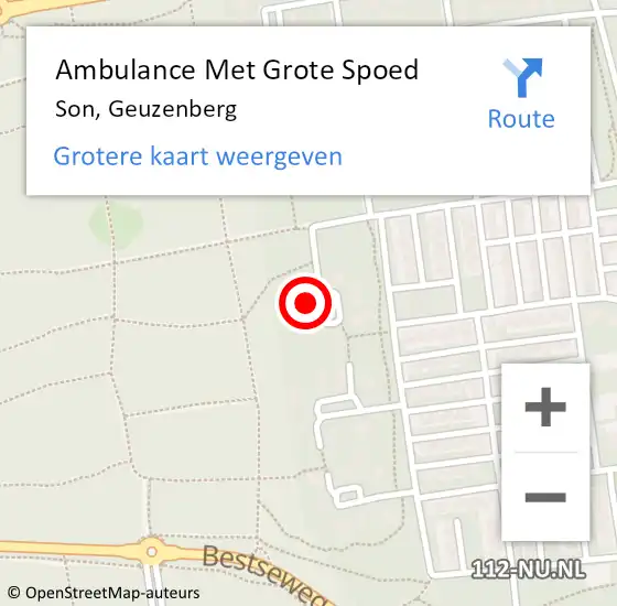 Locatie op kaart van de 112 melding: Ambulance Met Grote Spoed Naar Son, Geuzenberg op 17 december 2017 02:20