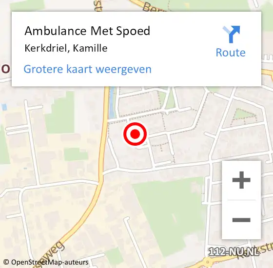 Locatie op kaart van de 112 melding: Ambulance Met Spoed Naar Kerkdriel, Kamille op 17 december 2017 02:43