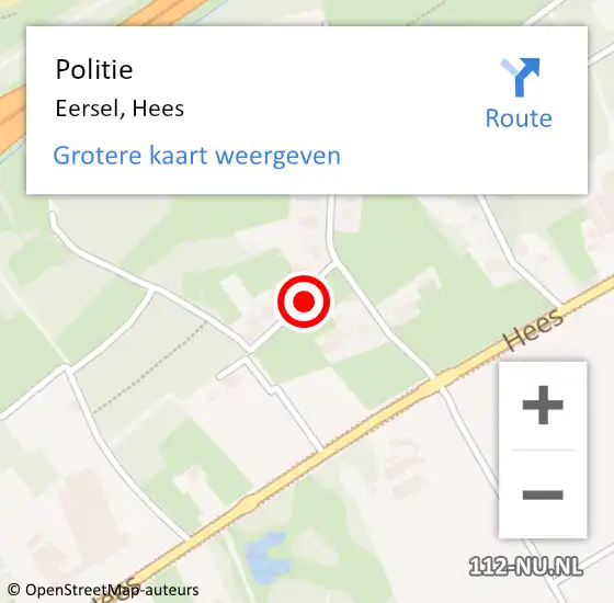 Locatie op kaart van de 112 melding: Politie Eersel, Hees op 17 december 2017 03:29