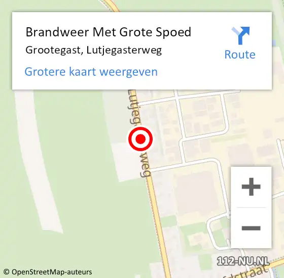 Locatie op kaart van de 112 melding: Brandweer Met Grote Spoed Naar Grootegast, Lutjegasterweg op 17 december 2017 03:52