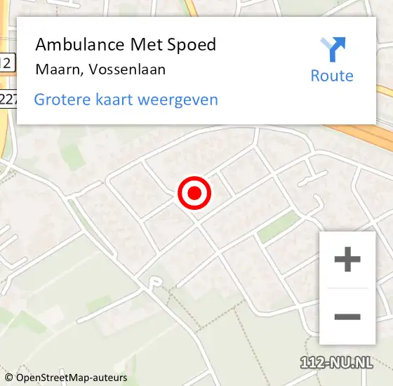 Locatie op kaart van de 112 melding: Ambulance Met Spoed Naar Maarn, Vossenlaan op 17 december 2017 03:57