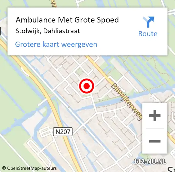 Locatie op kaart van de 112 melding: Ambulance Met Grote Spoed Naar Stolwijk, Dahliastraat op 17 december 2017 04:48