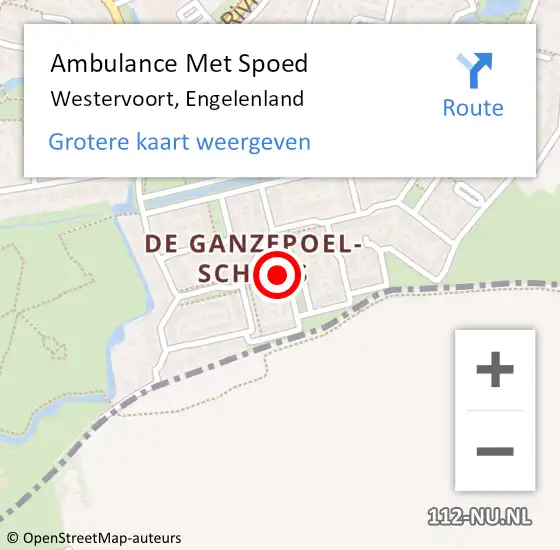 Locatie op kaart van de 112 melding: Ambulance Met Spoed Naar Westervoort, Engelenland op 17 december 2017 05:38