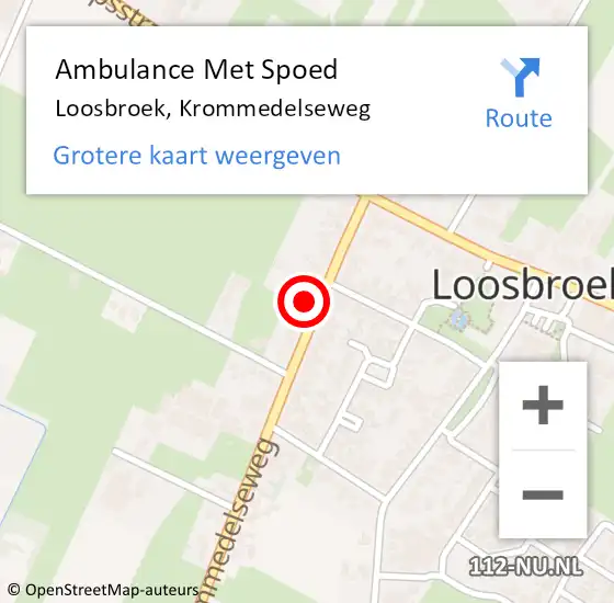 Locatie op kaart van de 112 melding: Ambulance Met Spoed Naar Loosbroek, Krommedelseweg op 17 december 2017 05:43