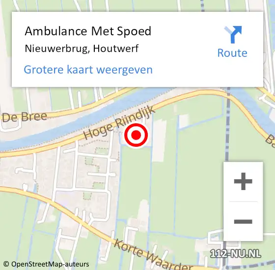 Locatie op kaart van de 112 melding: Ambulance Met Spoed Naar Nieuwerbrug, Houtwerf op 17 december 2017 05:47