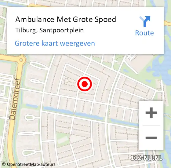 Locatie op kaart van de 112 melding: Ambulance Met Grote Spoed Naar Tilburg, Santpoortplein op 17 december 2017 05:50