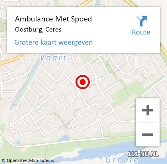 Locatie op kaart van de 112 melding: Ambulance Met Spoed Naar Oostburg, Ceres op 17 december 2017 05:53