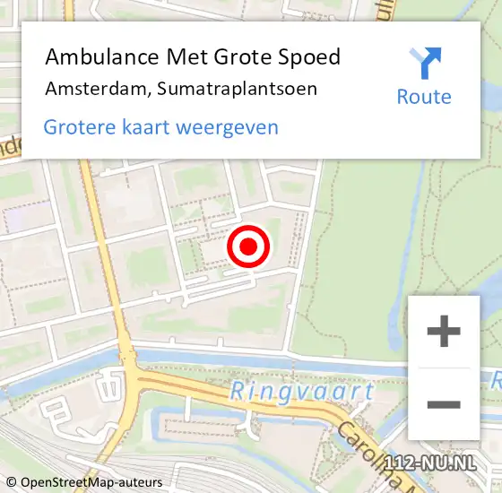 Locatie op kaart van de 112 melding: Ambulance Met Grote Spoed Naar Amsterdam, Sumatraplantsoen op 17 december 2017 06:33