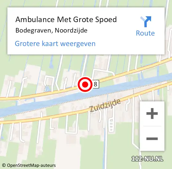 Locatie op kaart van de 112 melding: Ambulance Met Grote Spoed Naar Bodegraven, Noordzijde op 17 december 2017 07:25
