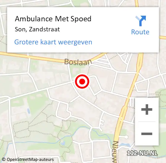 Locatie op kaart van de 112 melding: Ambulance Met Spoed Naar Son, Zandstraat op 17 december 2017 07:59