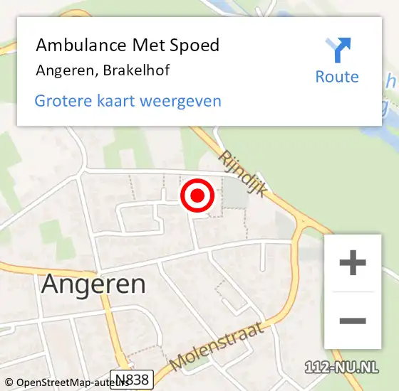 Locatie op kaart van de 112 melding: Ambulance Met Spoed Naar Angeren, Brakelhof op 17 december 2017 09:38