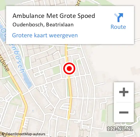 Locatie op kaart van de 112 melding: Ambulance Met Grote Spoed Naar Oudenbosch, Beatrixlaan op 17 december 2017 09:56