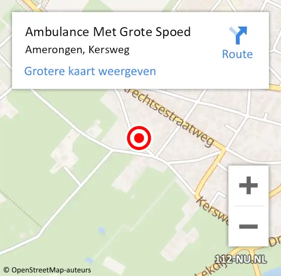 Locatie op kaart van de 112 melding: Ambulance Met Grote Spoed Naar Amerongen, Kersweg op 17 december 2017 09:59