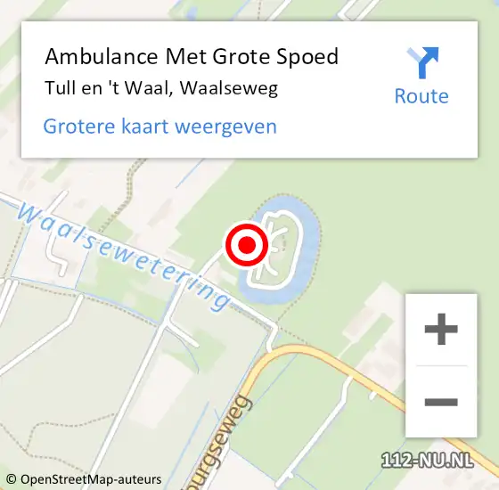 Locatie op kaart van de 112 melding: Ambulance Met Grote Spoed Naar Tull en 't Waal, Waalseweg op 17 december 2017 10:00